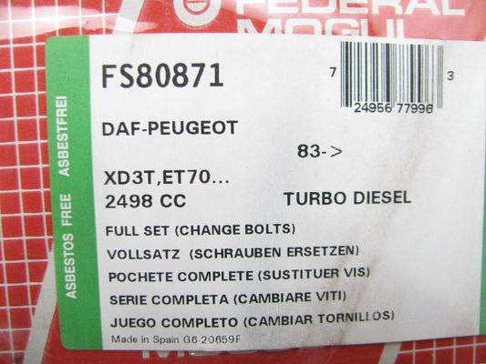Engine Rebuild Overhaul Full Gasket Set For Peugeot XD3T ET70 2.5L Turbo Diesel