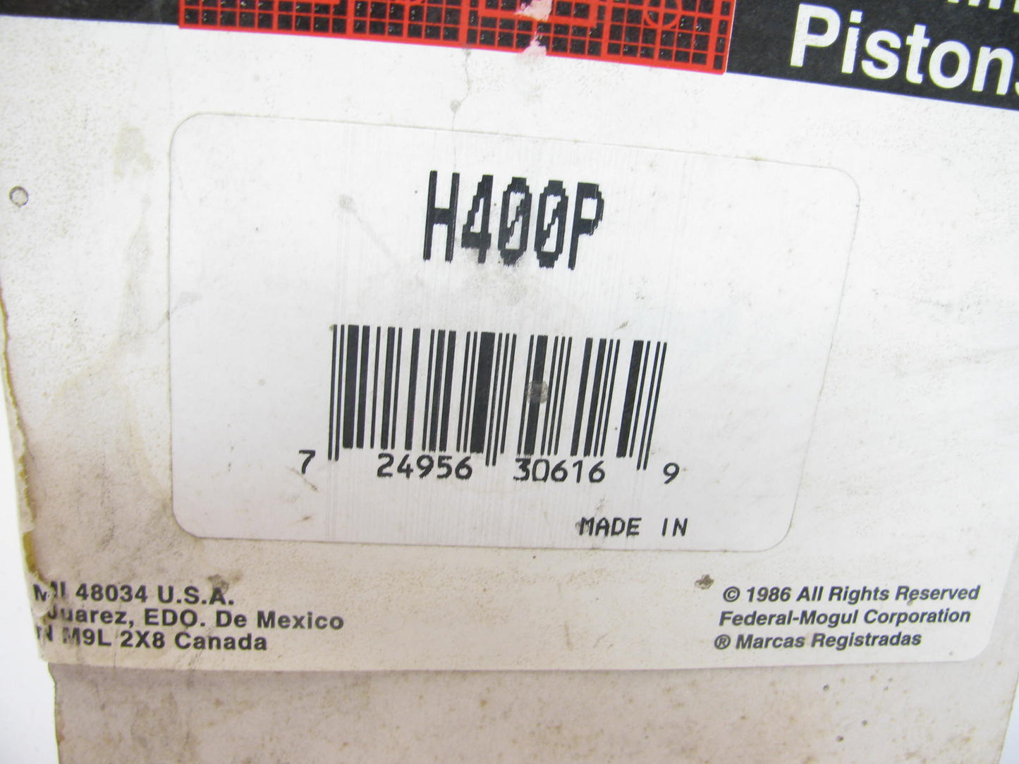 Federal Mogul H400P Engine Piston - Standard 1970-1980 Chevrolet SBC 400-V8