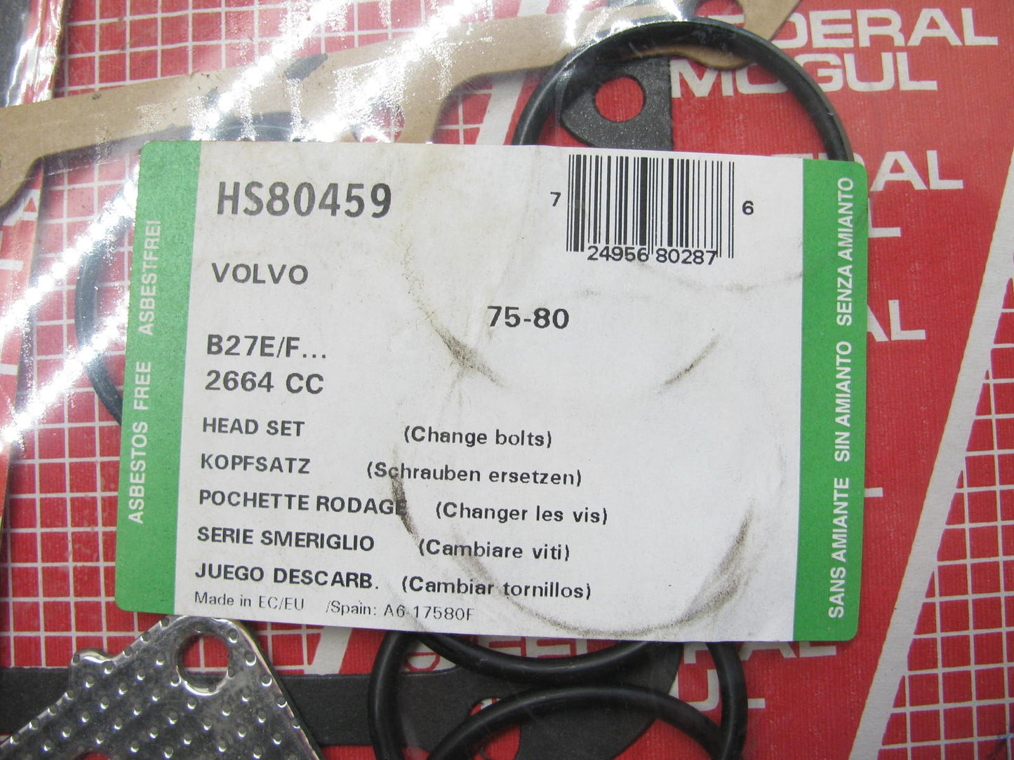 RH Bank Cylinder Head Gasket Set HS80459 For 1975-1980 Volvo B27E B27F V6