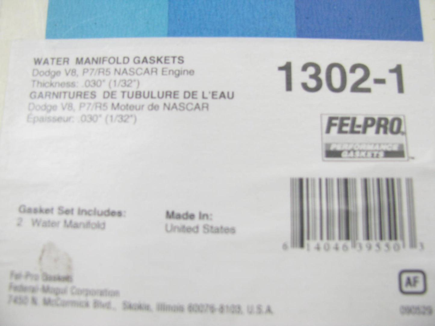 Fel-pro 1302-1 Performance Water Manifold Gasket Set For Dodge V8 P7/R5 Nascar
