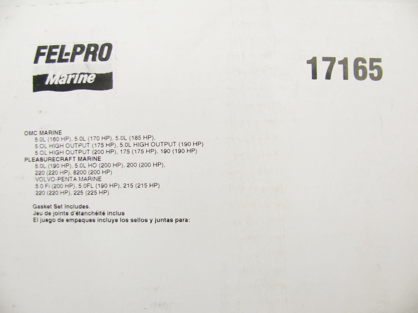 Fel-pro 17165 Conversion Lower Gasket Set for Ford Marine 5.0L V8