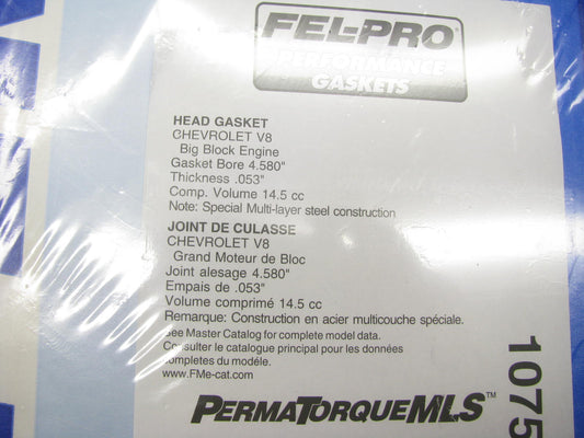 Fel-Pro 1075-1 Gen 4 Big Chevy MLS Head Gasket EACH 4.580'' Bore .053'' Thick