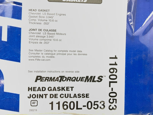 Fel-pro 1160R053 LEFT Performance MLS Cylinder Head Gasket Chevy LS1 V8 3.945''