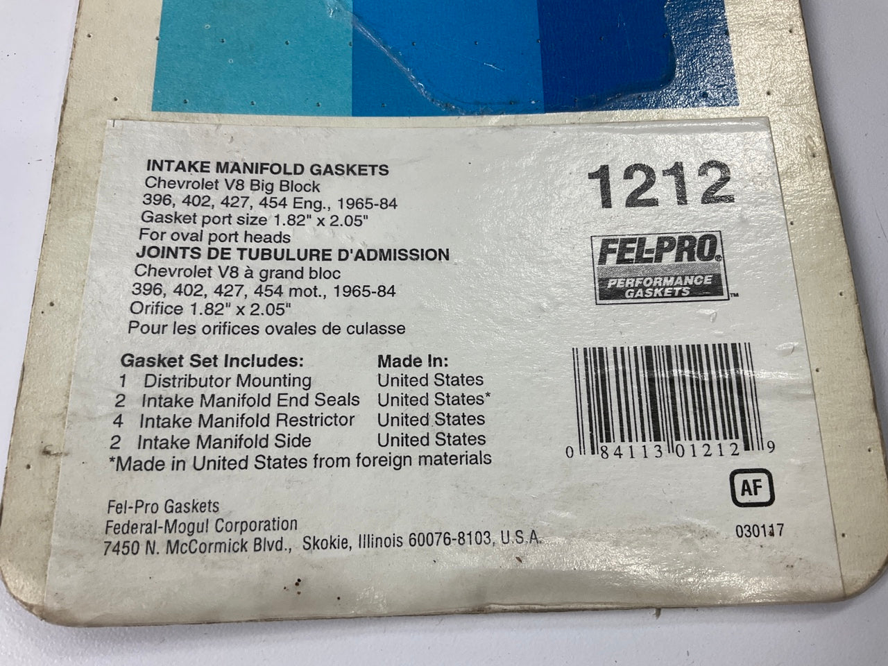 Fel-pro 1212 Engine Intake Manifold Gasket - Big Block Chevy BBC 396 402 427 454