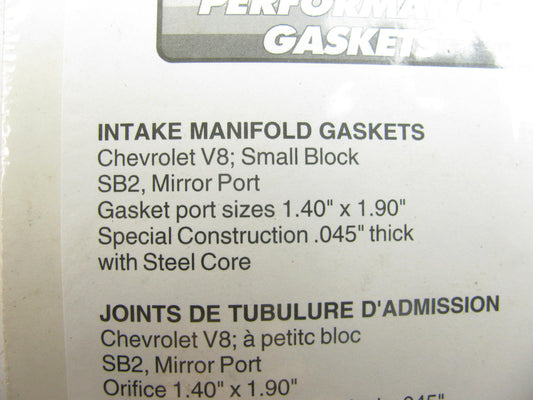Fel-pro Performance 1237S-2 Intake Gasket Set Chevy SB2 Mirror 1.40x1.90'' Port