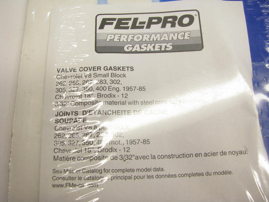 Fel-pro 1644 Valve Cover Gasket Set For 1957-1985 Chevrolet Brodix 18 Degree