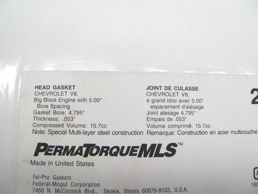 Fel-pro Performance 26467-053 MLS Head Gasket For Chevy BBC LS 4.795'' Bore
