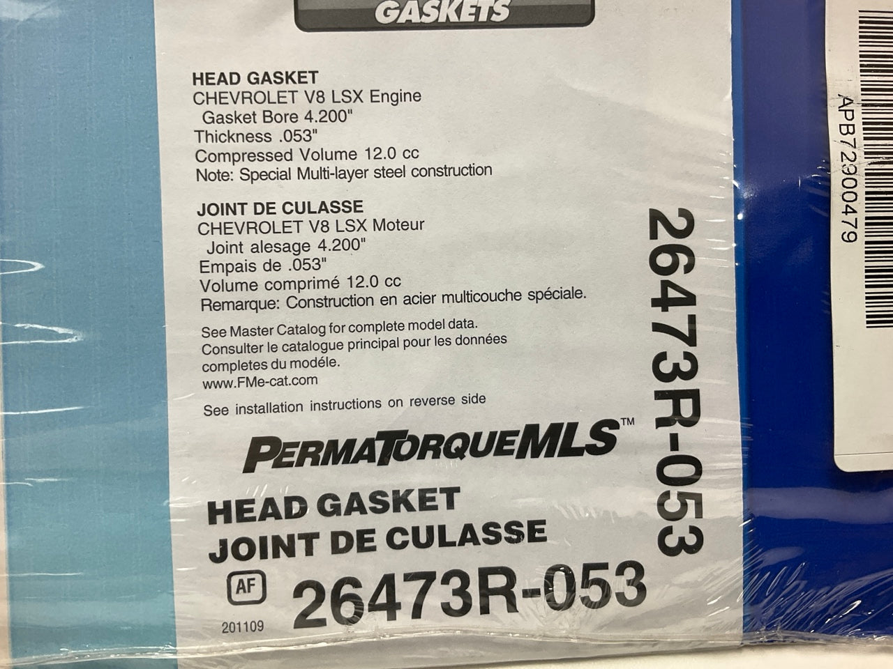 Fel-Pro 26473R-053 Performance MLS Head Gasket RH GM LS LSX Engines 4.200'' Bore
