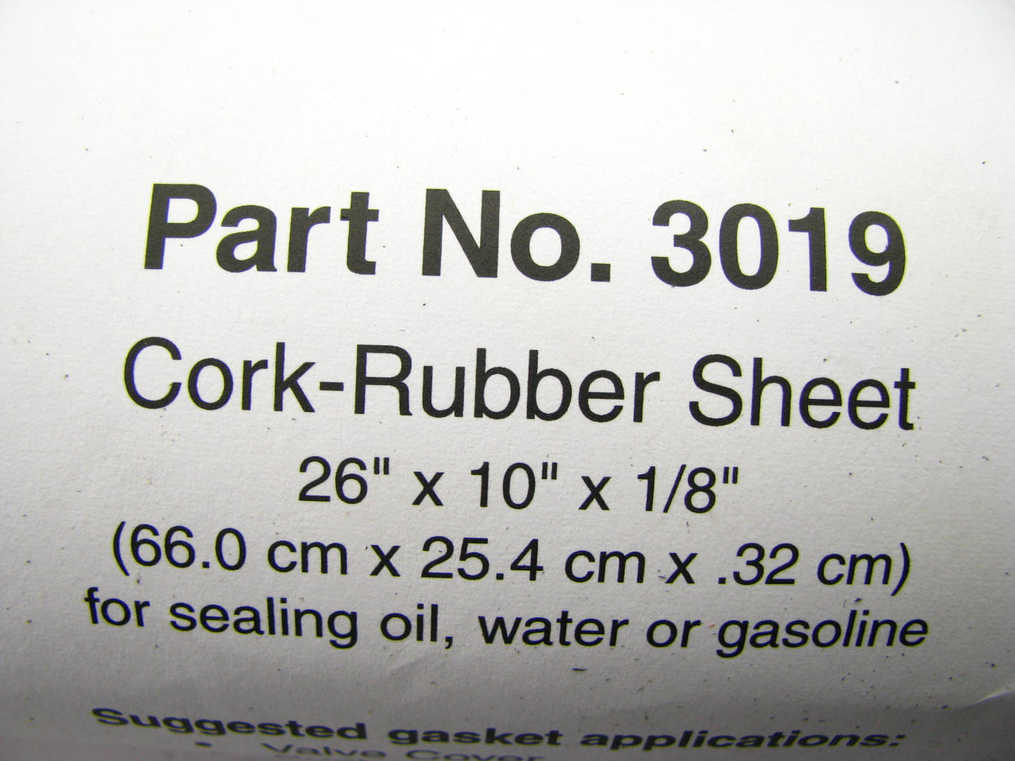 Fel-pro 3019 Cork Rubber Gasket Material Sheet Roll - 26'' X 10'' X 1/8''