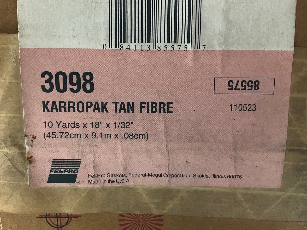 4 Cut Rolls - Fel-pro 3097 Karropak Tan Gasket Material Fiber Roll 1/16'' X 18''