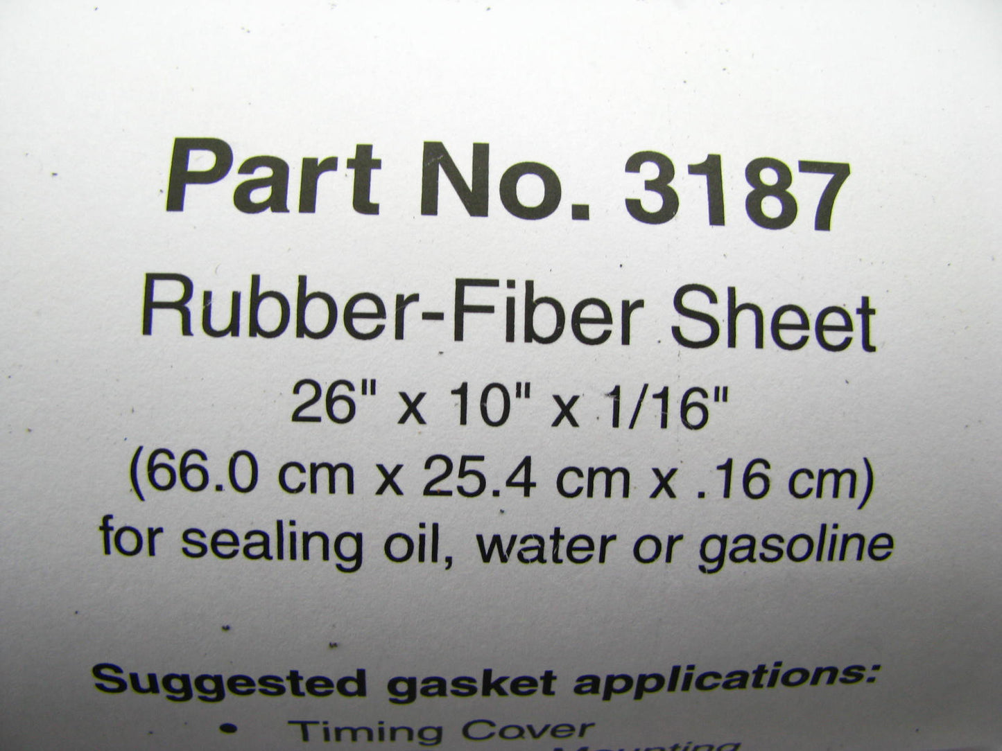 Fel-pro 3187 Rubber Fiber Gasket Material Roll 10'' X 26'' X 1/16'' Thick Sheet