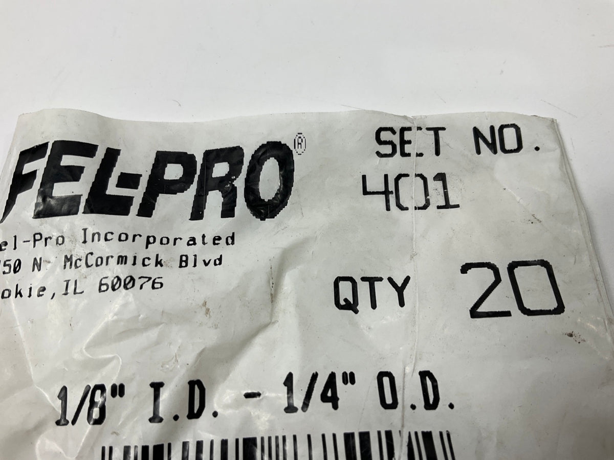 (20) Pcs - Fel-pro 401 Multi-purpose O-ring Seals 1/8'' ID, 1/4'' OD