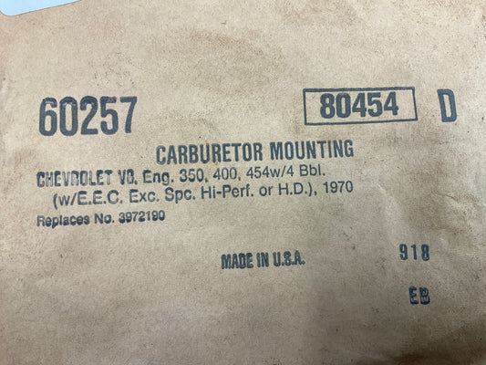 Fel-pro 60257 Carburetor Base Mounting Gasket 1970 Chevy 350 400 454 V8 4-BBL