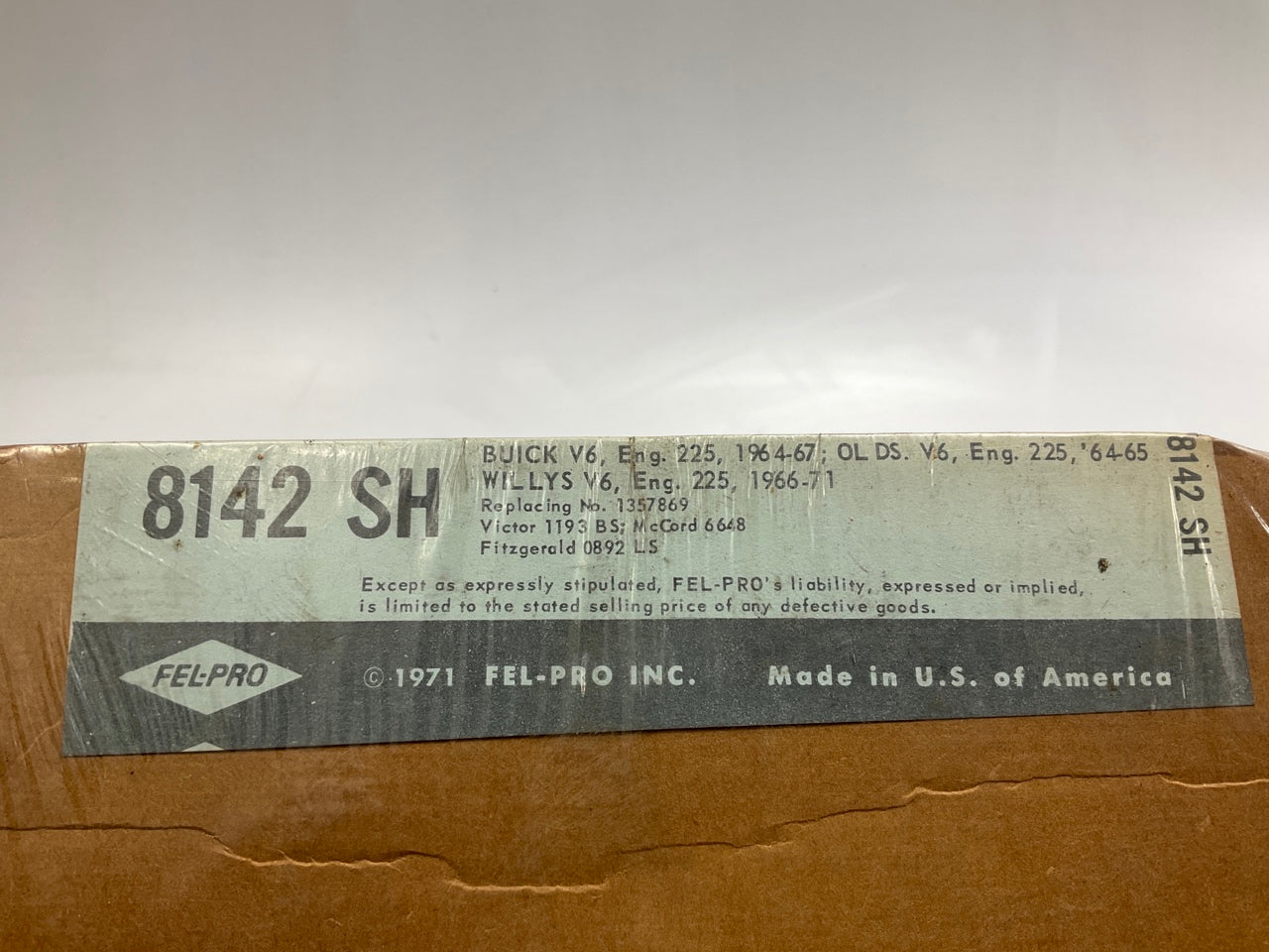 VINTAGE Fel-Pro 8142SH Cylinder Head Gasket For 1964-71 Buick Olds Willys 225-V6