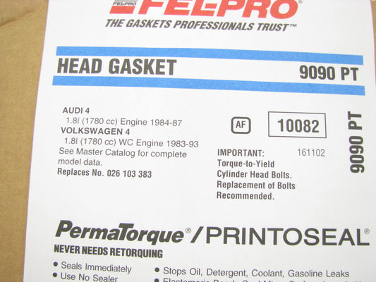 Fel-Pro 9090PT Cylinder Head Gasket - 1983-93 Volkswagen 1.8L, 1984-87 Audi 1.8L
