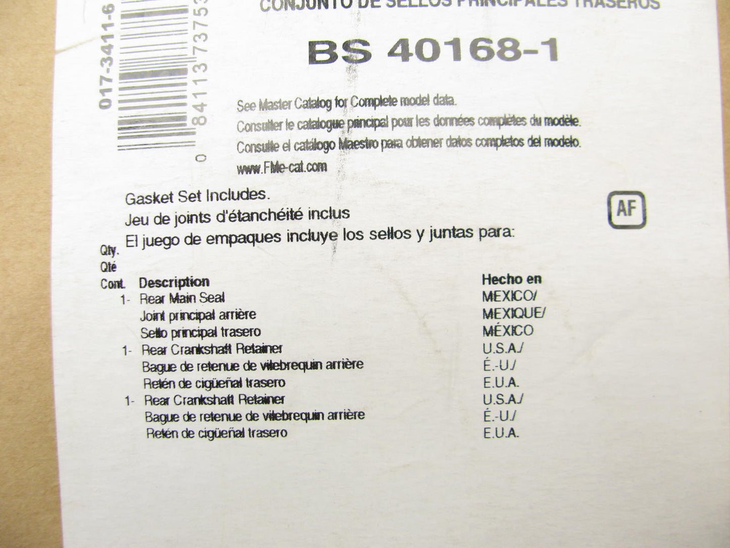 Fel-pro BS40168-1 Engine Crankshaft Seal Kit Rear