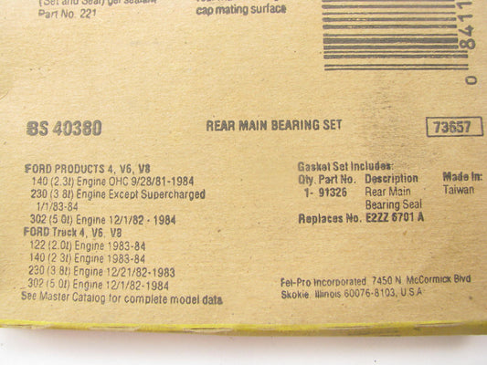 Fel-pro BS40380 Rear Main Bearing Seal Gasket
