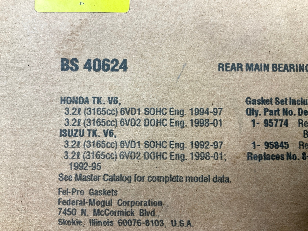 Fel-pro BS40624 Engine Crankshaft REAR Seal Gasket Kit