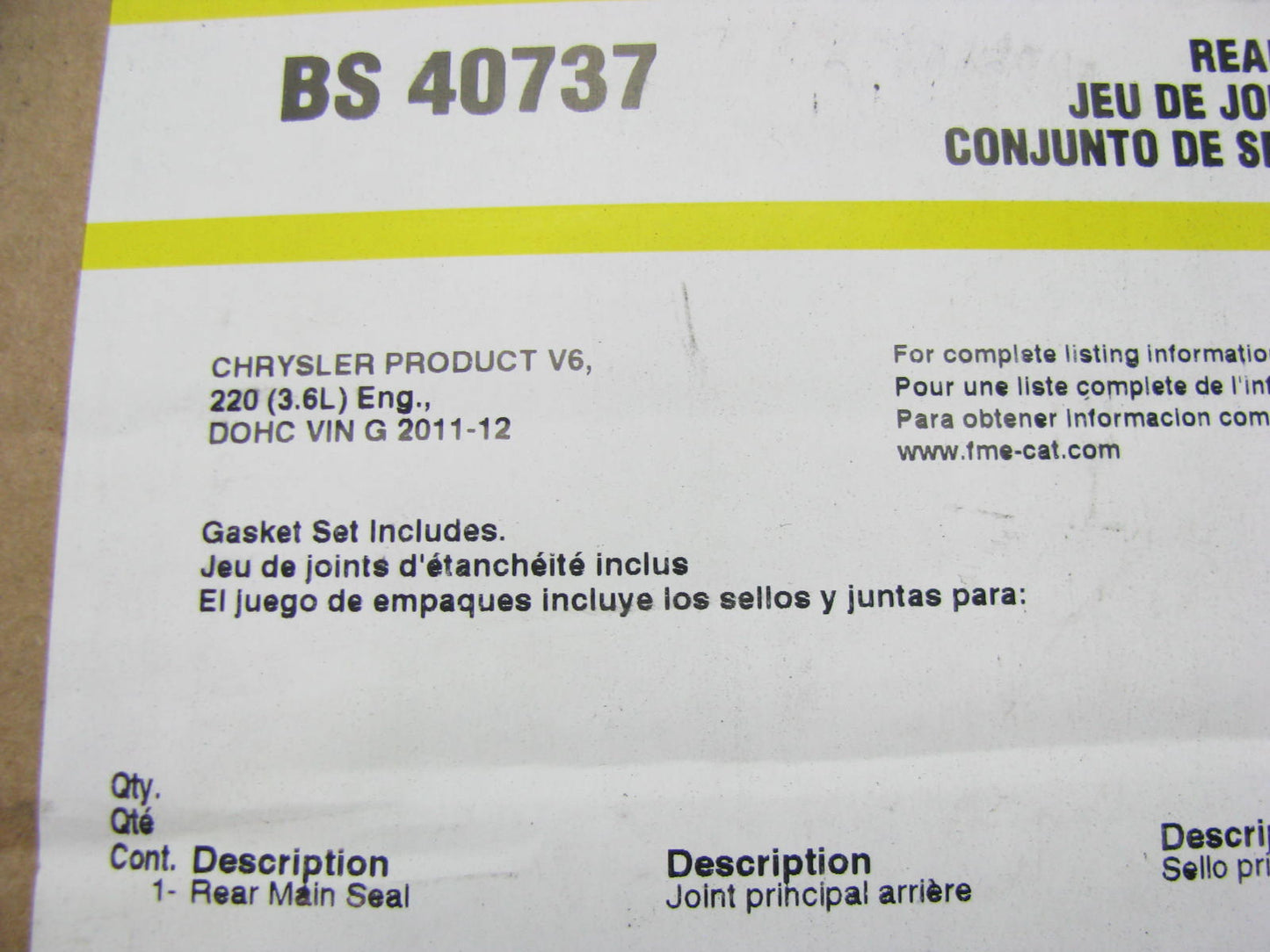 Fel-pro BS40737 Rear Main Bearing Crankshaft Seal Set For 2011-20 Chrysler 3.6L