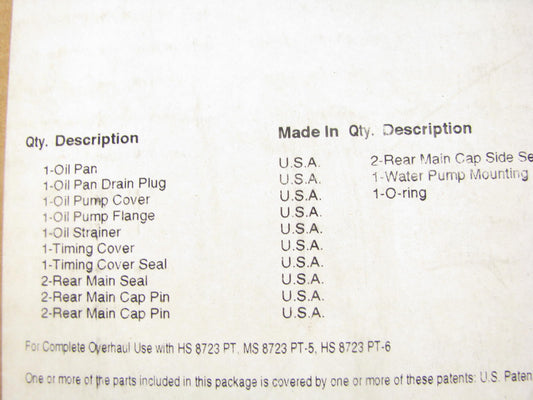 Fel-pro CS8142-1 Conversion Lower Gasket Set for 1983-1985 Buick 3.0L 3.8L-V6