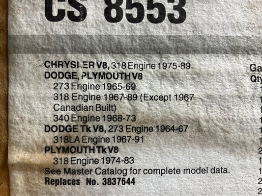 Fel-pro CS8553 Conversion (Lower) Gasket Set For 1965-91 Chrysler 273 318 340-V8