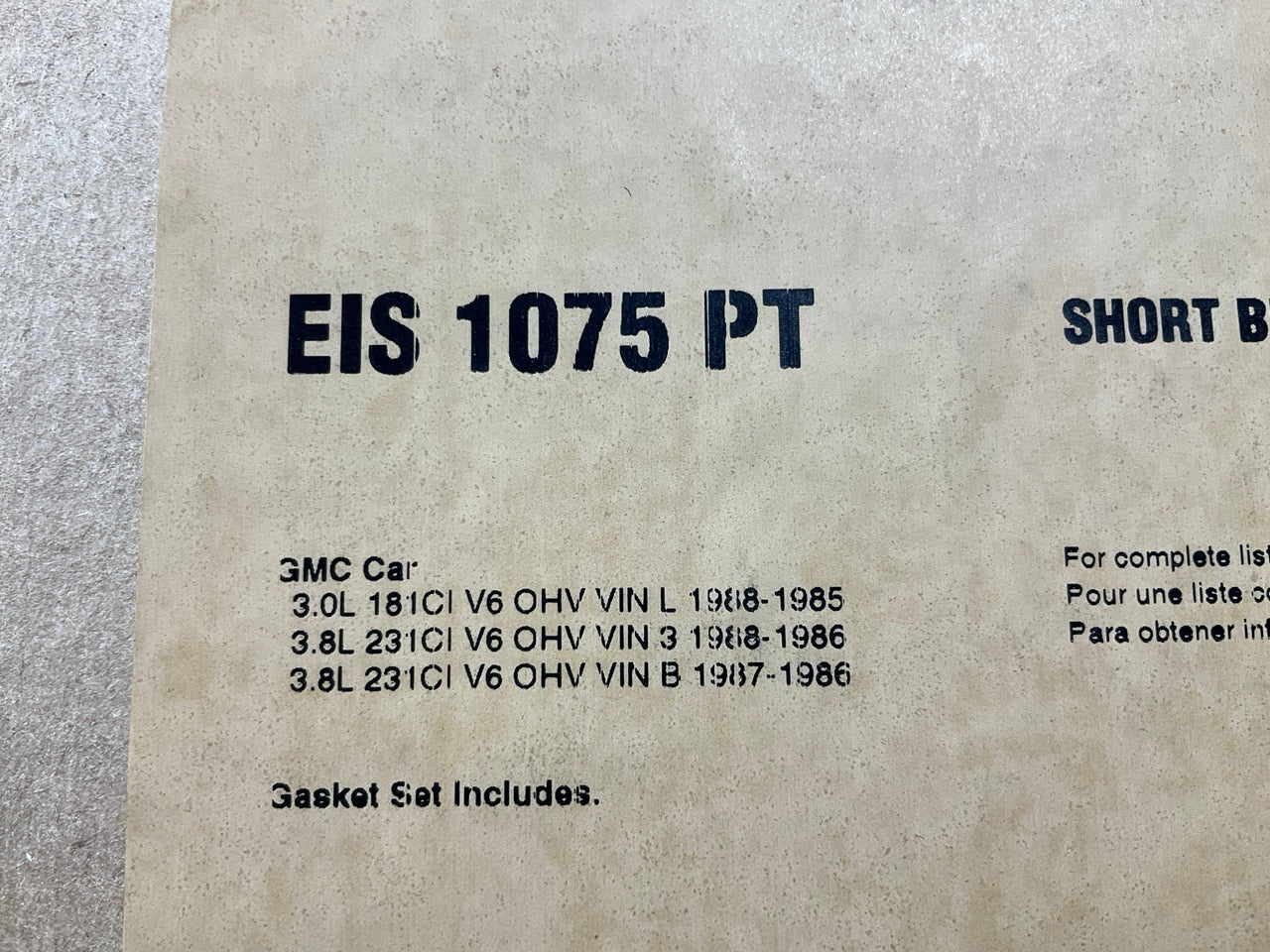 Fel-Pro EIS1075PT Engine Rebuilder Gasket Set For 1985-1988 Buick 3.0L 3.8L FWD