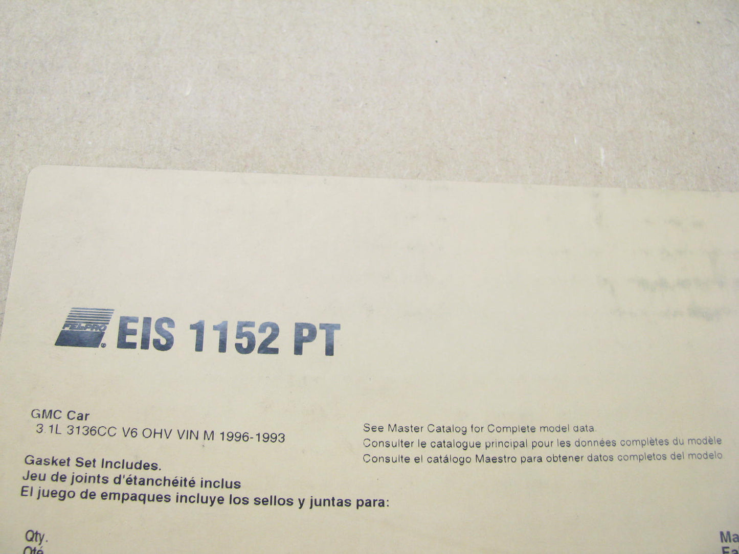 Fel-pro EIS1152PT Engine Rebuild Gasket Set For 1995-1998 GM 3.1L V6