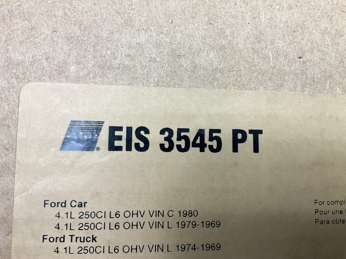 Fel-Pro EIS3545PT Engine Rebuilder Gasket Set For 1969-80 Ford 250-L6 (VIN C/L)