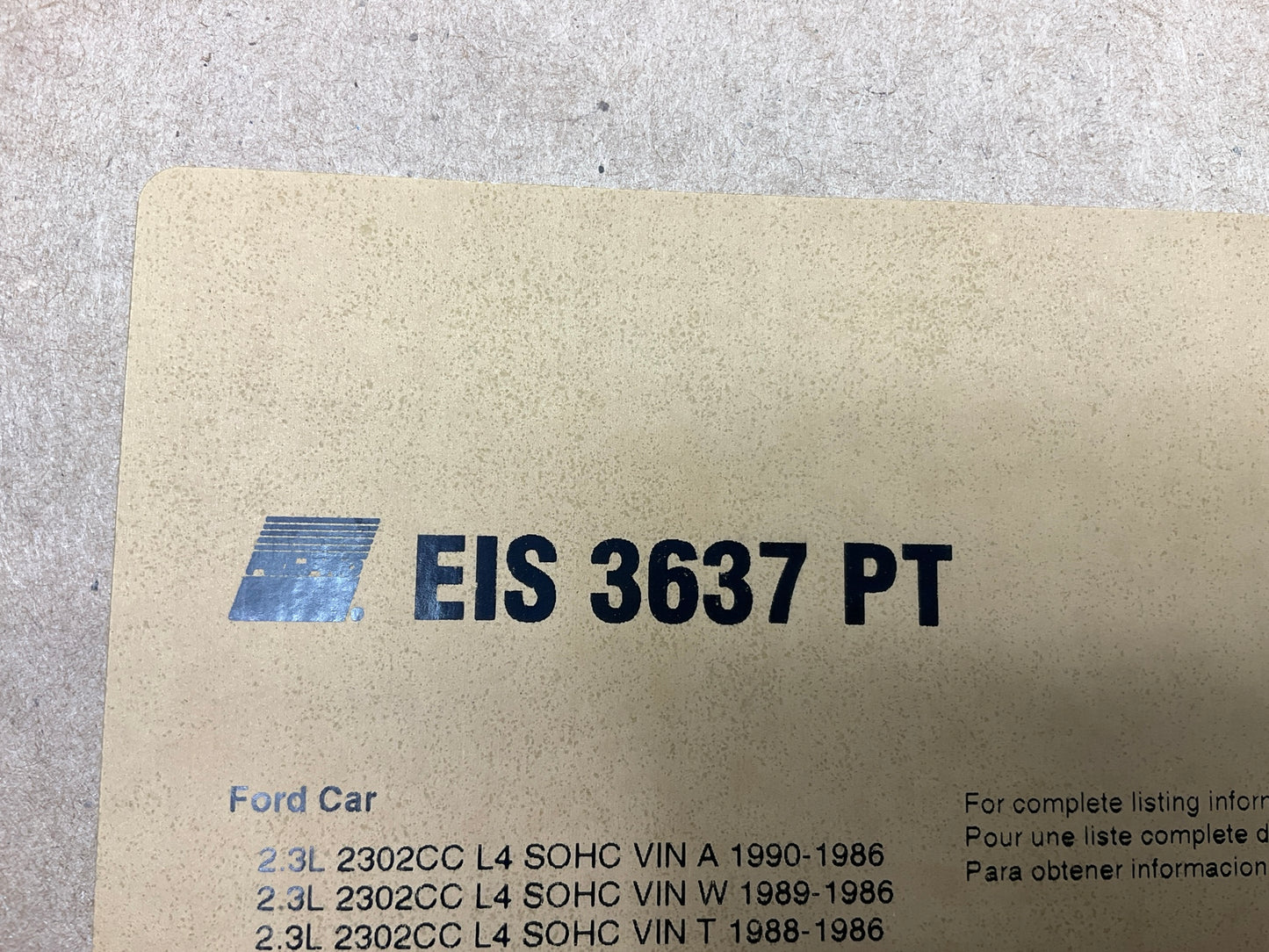Fel-pro EIS3637PT Cylinder Head Gasket Set + Oil Pan Gasket 1986-1990 FORD 2.3L