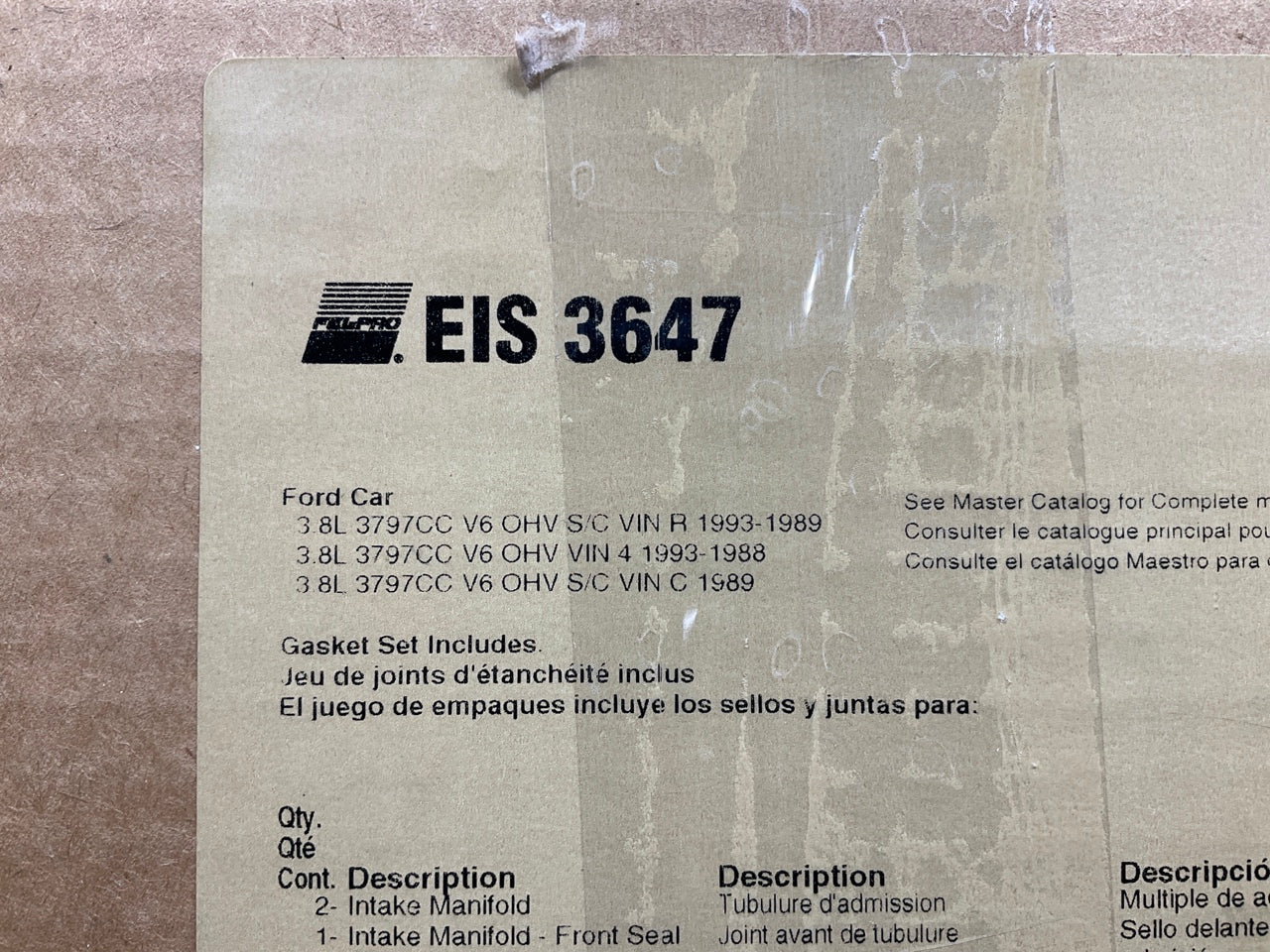 Fel-pro EIS3647 Engine Rebuilder Gasket Set 1988-1993 Ford 3.8L S/C Supercharged