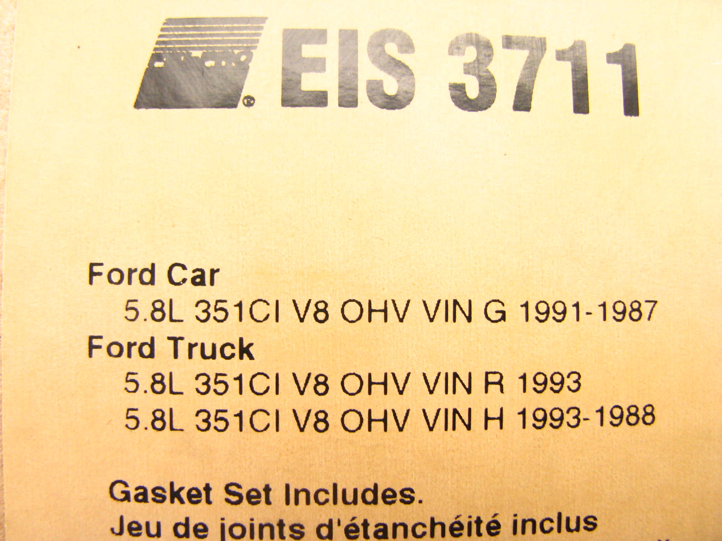 Fel-pro PARTIAL Engine Rebuild Gasket Set - 1987-1993 Ford 351 5.8L TRUCK V8