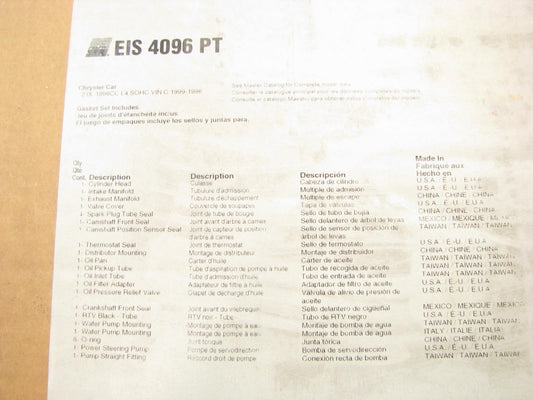 Fel-Pro EIS4096PT Engine Full Gasket Set For 1995 Dodge Neon Stratus, 2.0L I4