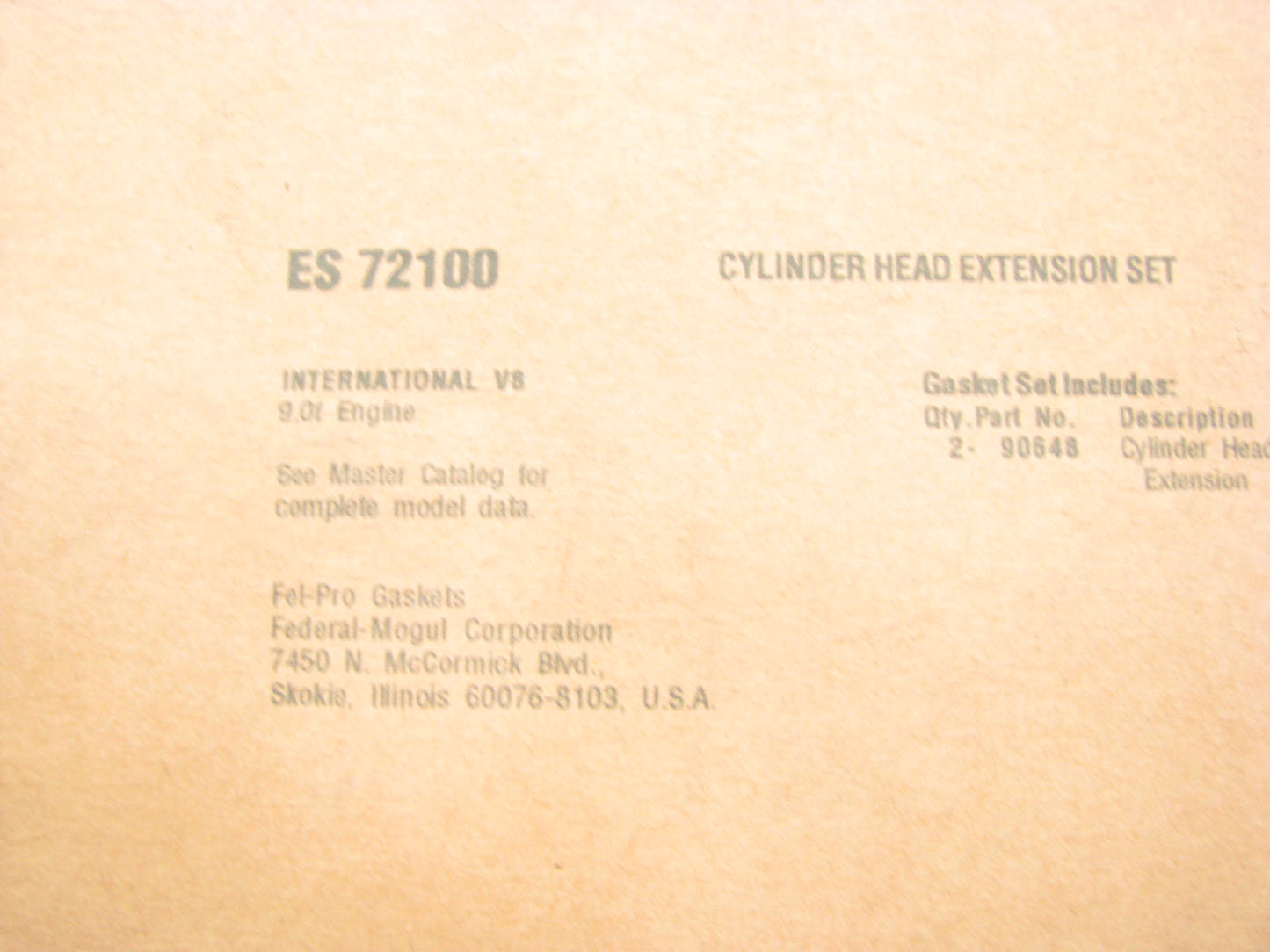 Fel-pro ES72100 Cylinder Head Extension Gasket 80-88 International 551-V8 Diesel