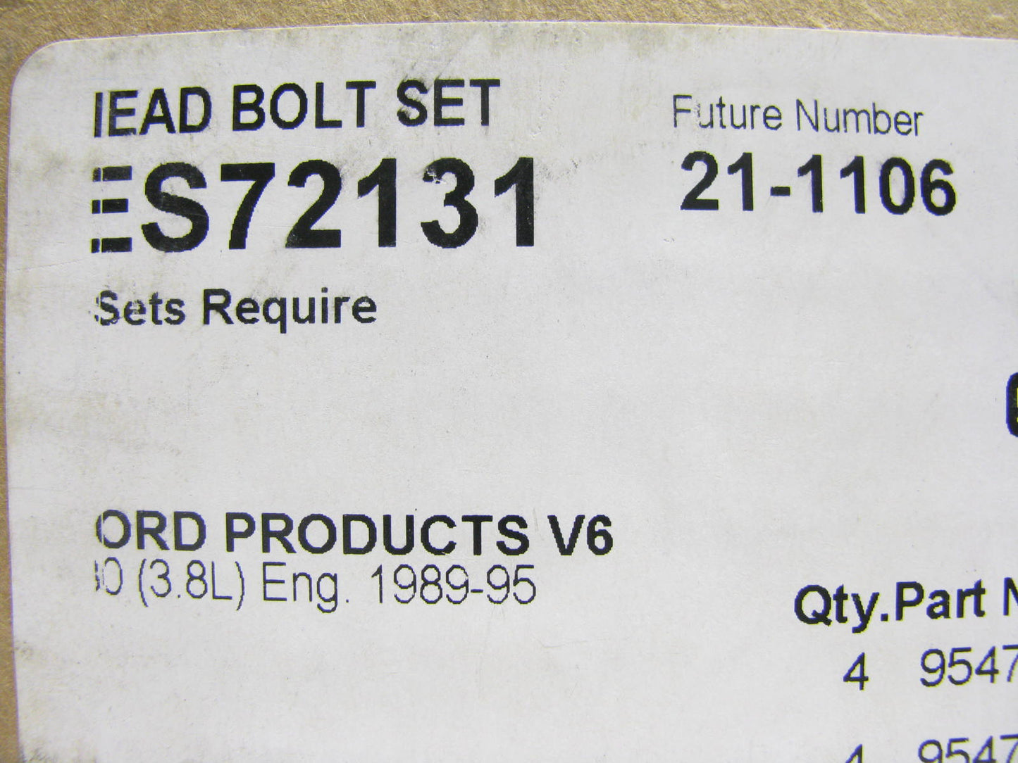 Fel-pro ES72131 Cylinder Head Bolt COMPLETE Set For 1994-1995 Mustang 3.8L V6