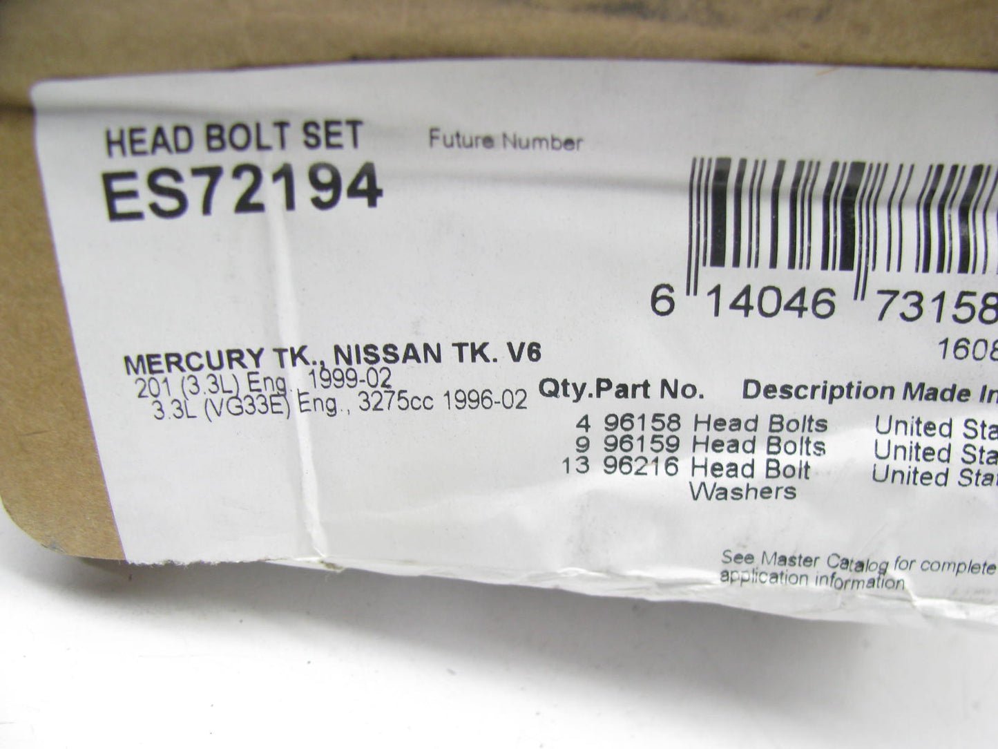 Fel-pro ES72194 Engine Cylinder Head Bolts For 1996-2004 Nissan 3.3L-V6 VG33E