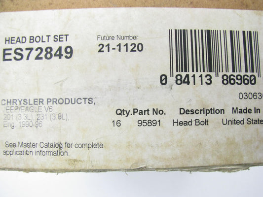 Fel-pro ES72849 Engine Cylinder Head Bolt Set For 90-96 Chrysler 3.3L 3.8L V6