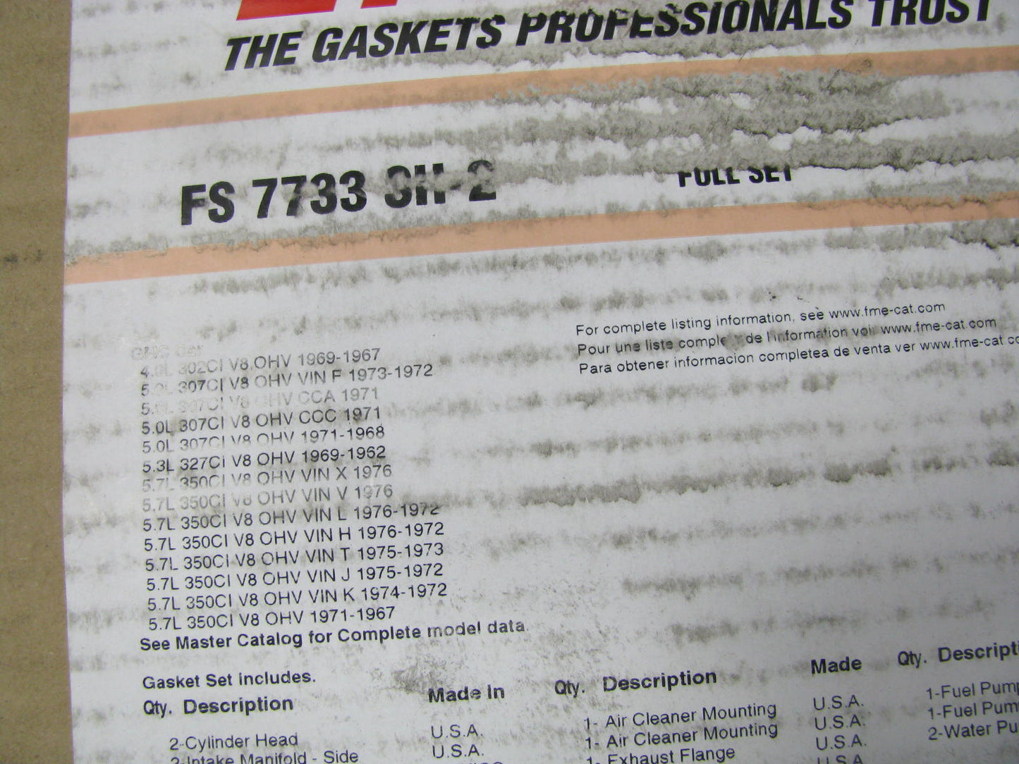 Fel-pro FS7733SH-2 Full Engine Gasket Set For 1962-1976 GM 302 307 327 350-V8