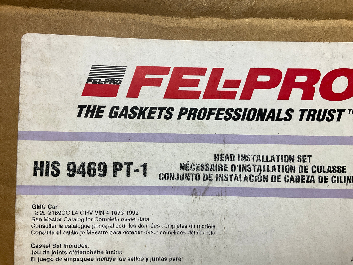 Fel-Pro HIS9469PT-1 Cylinder Head Gasket Set For 1992-93 Chevrolet Olds 2.2L-L4