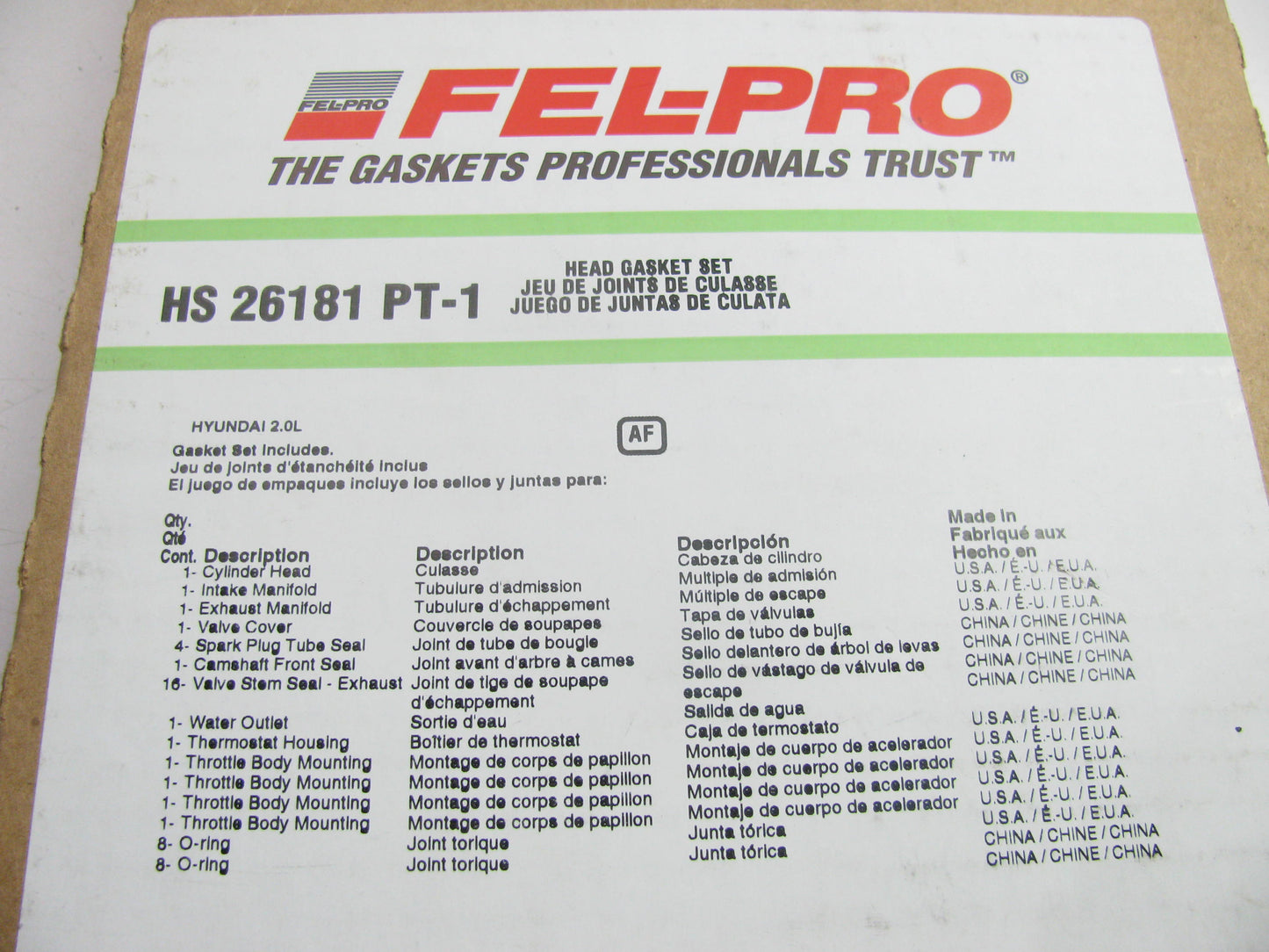 Fel-Pro HS26181PT-1 Engine Cylinder Head Gasket Set For 2003-07 Hyundai 2.0L-L4