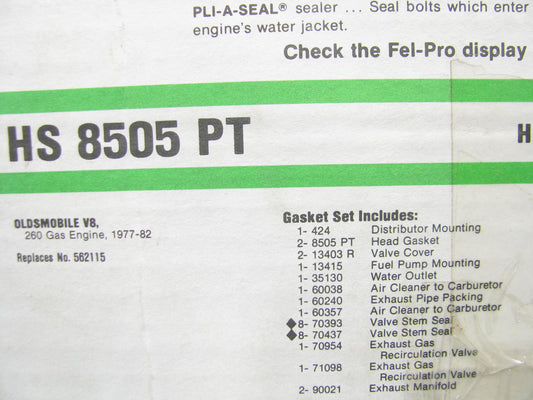 Fel-Pro HS8505PT Cylinder Head Gasket Set 1977-82 Oldsmobile 260 4.3L V8