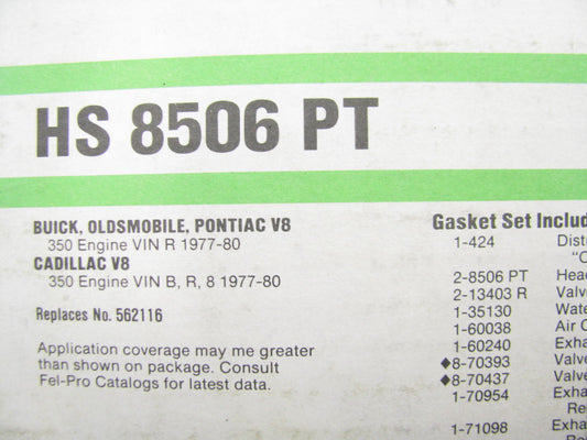 Fel-pro HS8506PT Cylinder Head Gasket Set 1977-1980 Olds 350 5.7L V8 Olds 350R