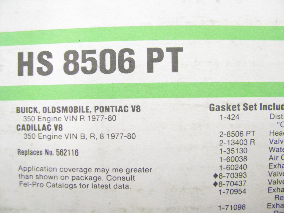 Fel-pro HS8506PT Cylinder Head Gasket Set 1977-1980 Olds 350 5.7L V8 Olds 350R
