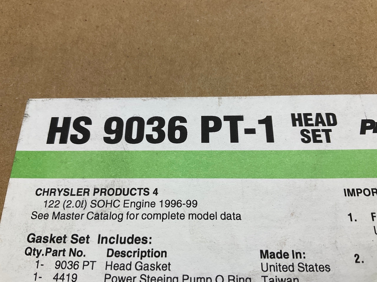 Fel-pro HS9036PT1 Cylinder Head Gasket Set For 1996-1999 Neon 2.0L