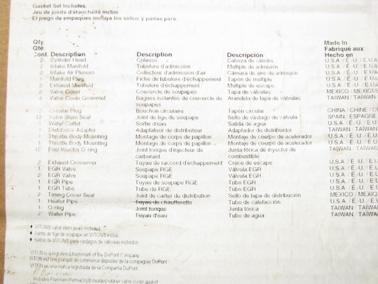Fel-Pro HS9112PT Cylinder Head Gasket Set For 1987-1998 Chrysler 3.0L V6
