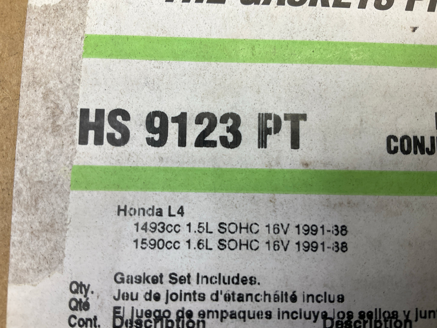 Fel-pro HS9123PT Cylinder Head Gasket Set - 1988-1991 Honda 1.5L 1.6L D15 D16