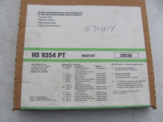 Fel-Pro HS9354PT Cylinder Head Gasket Set 85-89 Chevy GMC 4.3L V6 TRUCK & VAN