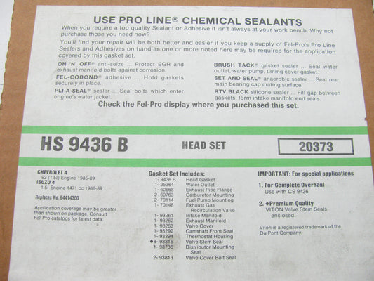 Fel-pro HS9436B Cylinder Head Gasket Set