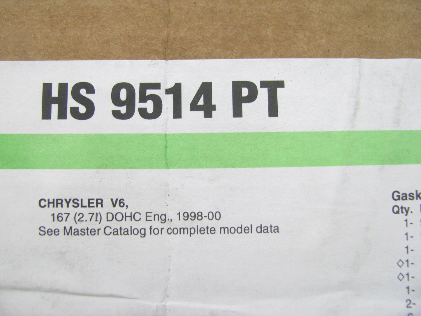 Fel-pro HS9514PT Cylinder Head Gasket Set For 1998-2000 Chrysler 2.7L-V6