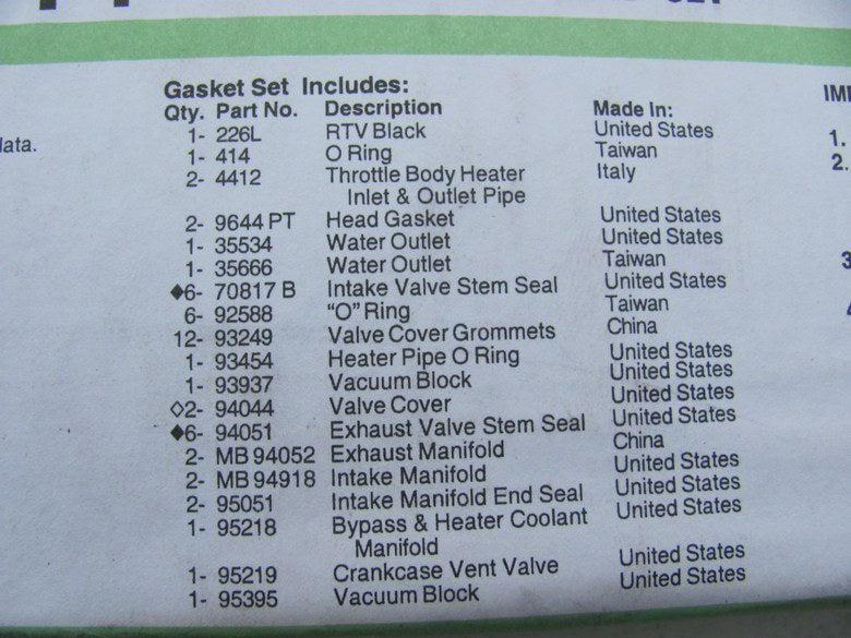 Fel-pro HS9644PT1 Cylinder Head Gasket Set - 90-95 Buick Chevy Pontiac Olds 3.8L