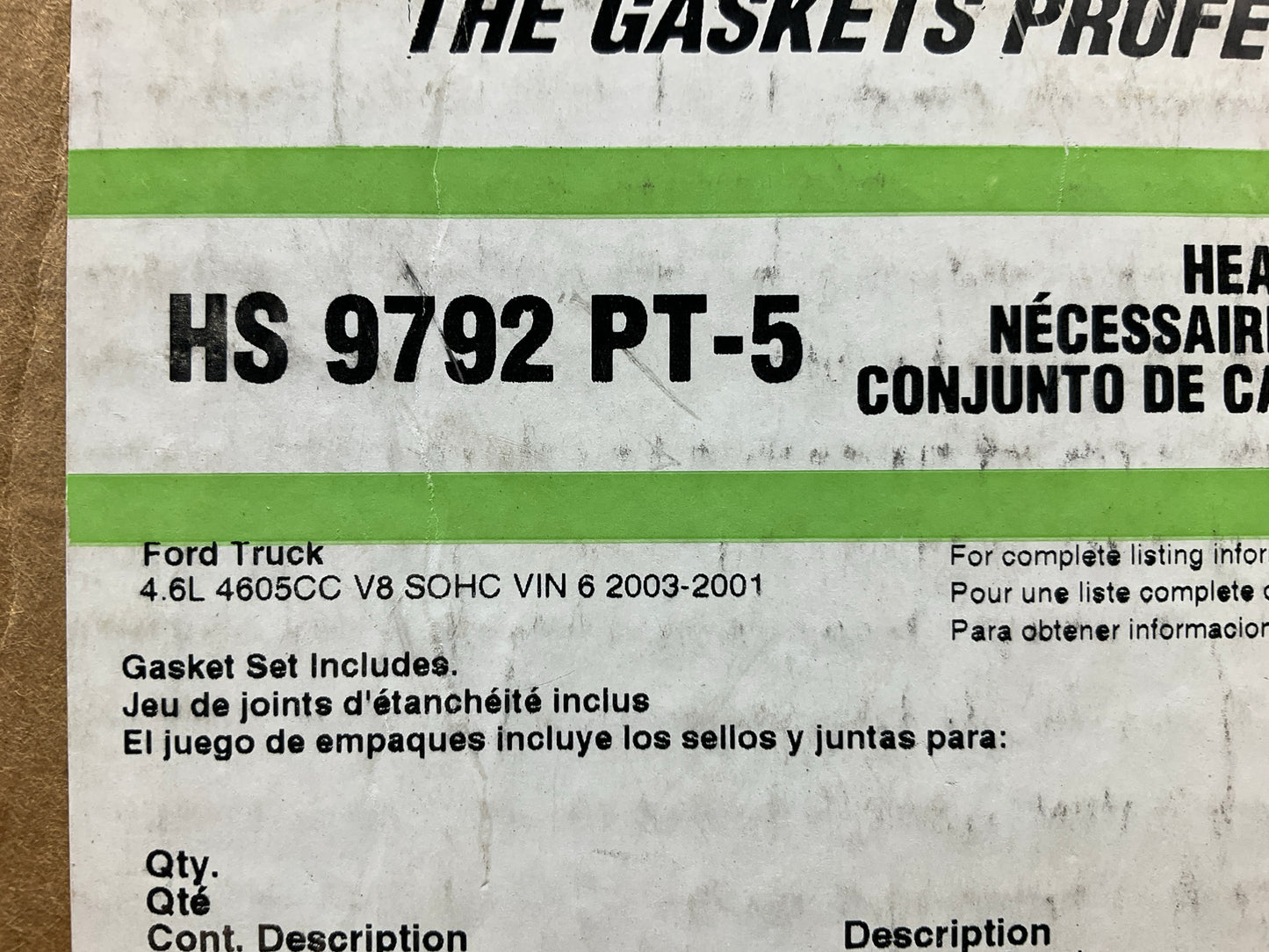 Fel-Pro HS9792PT-5 Cylinder Head Gasket Set For 2002-2003 Ford F-150 4.6L-V8